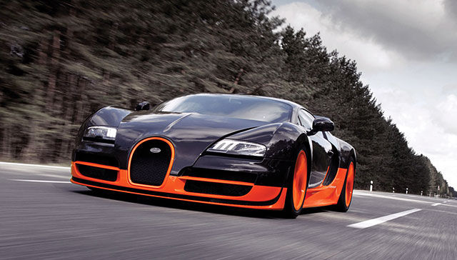 Черный с оранжевым Bugatti Veyron 16.4 Supersport