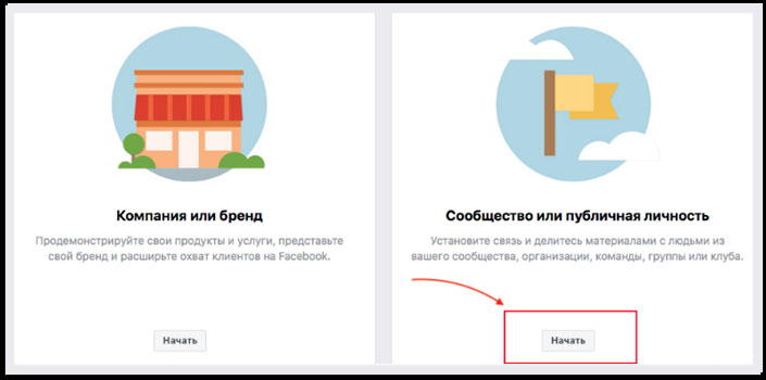 Выбор категории для бизнес-аккаунта в Фейсбук